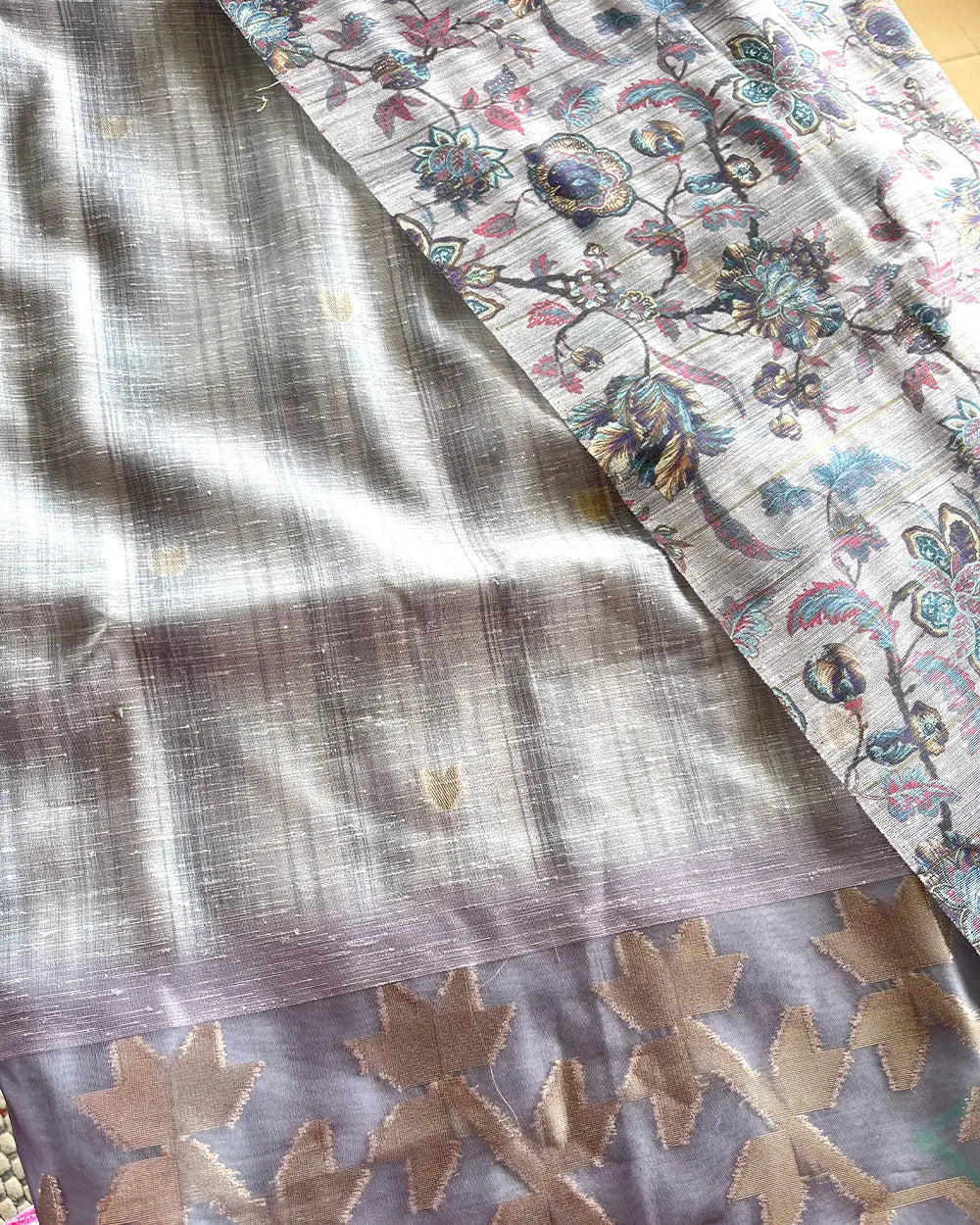 T063 Luxe - Pure Jute Silk Kurta Set (Top-Dupatta)