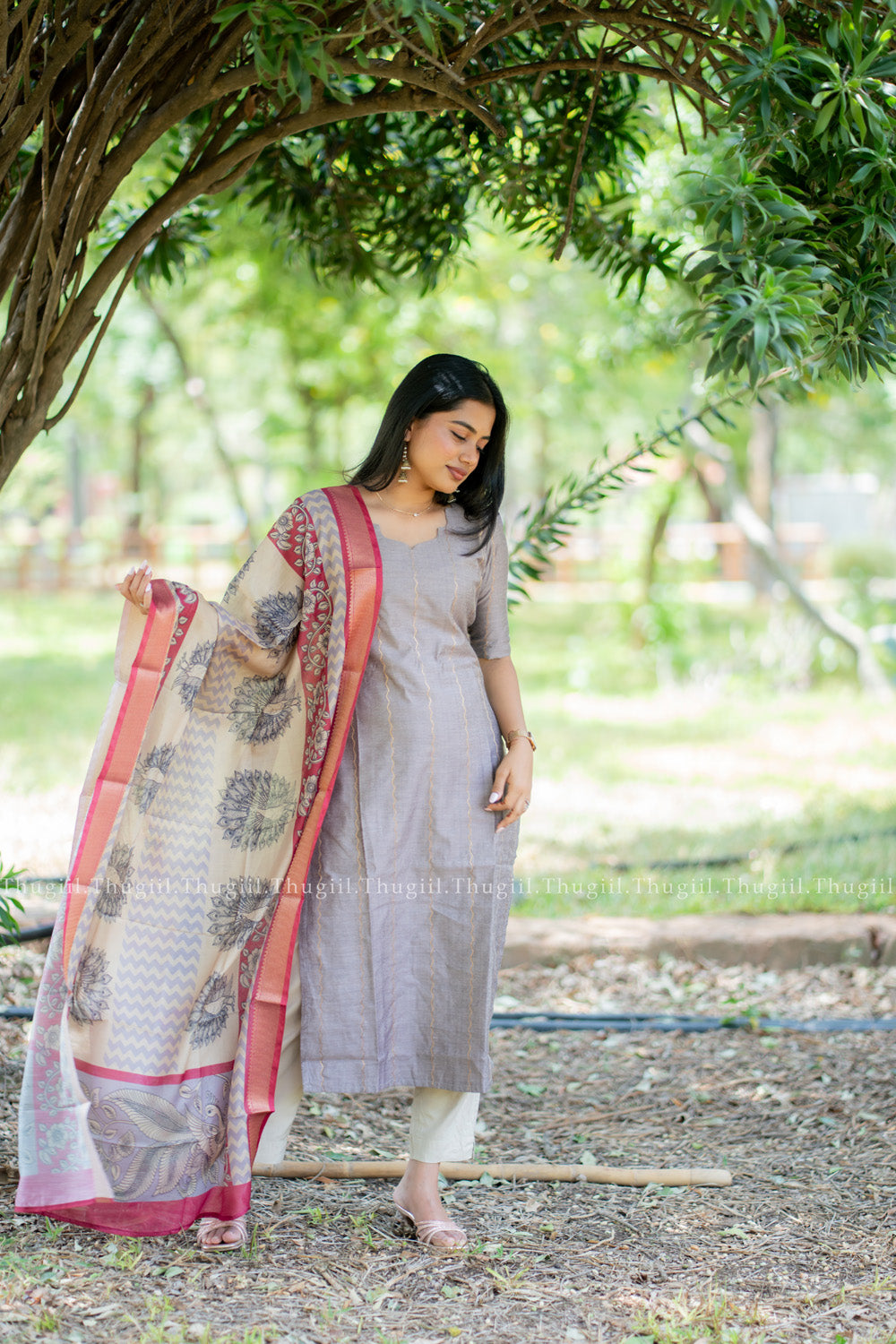 T529 Jivika (Hazelnut) Kurta Set (Top-Dupatta)