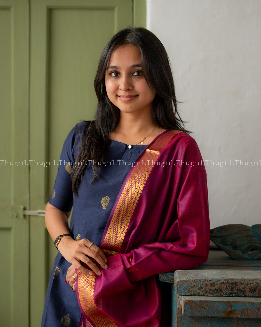 T446 Agalvizhi - Kurta Set (Top - Dupatta)