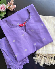 T082 2 in 1 Lavender Handloom Cotton Kurta Set