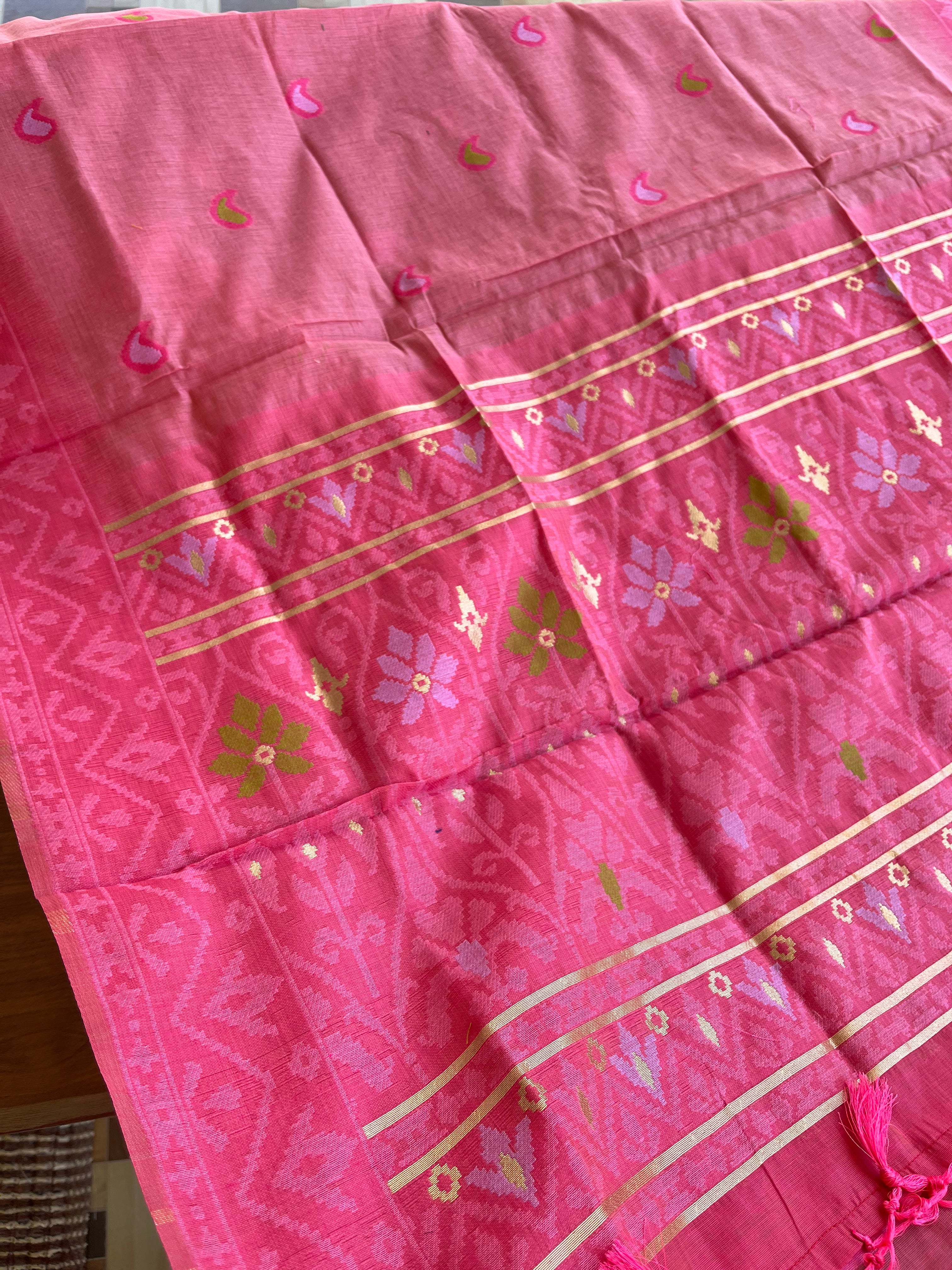 T136 Pink Mango Kurta set (Top-dupatta)