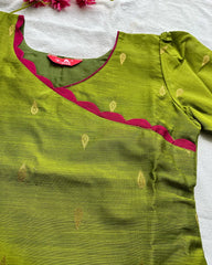 T059 Green Slub Silk Kurta Set