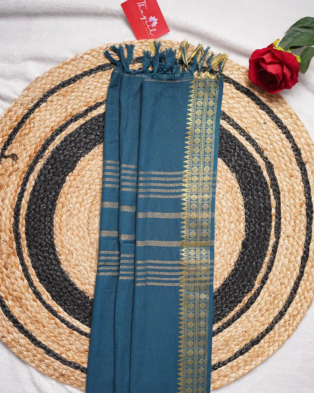 T172 Teal Handloom Cotton Kurta Set