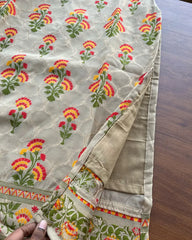 T093 Beige Banaras Cotton Kurta Set (Top-Dupatta )