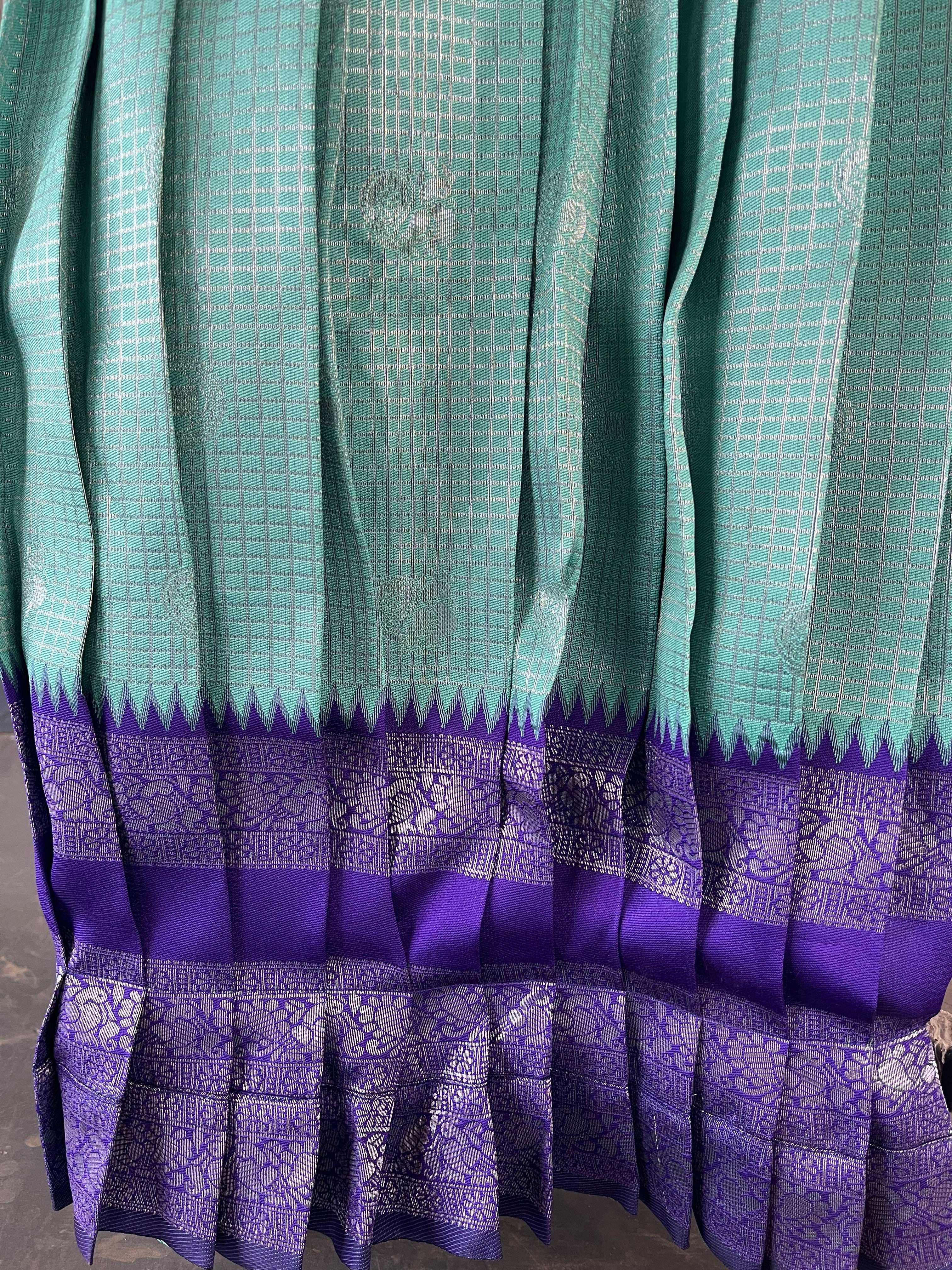 Blue Silk Pleated Maxi