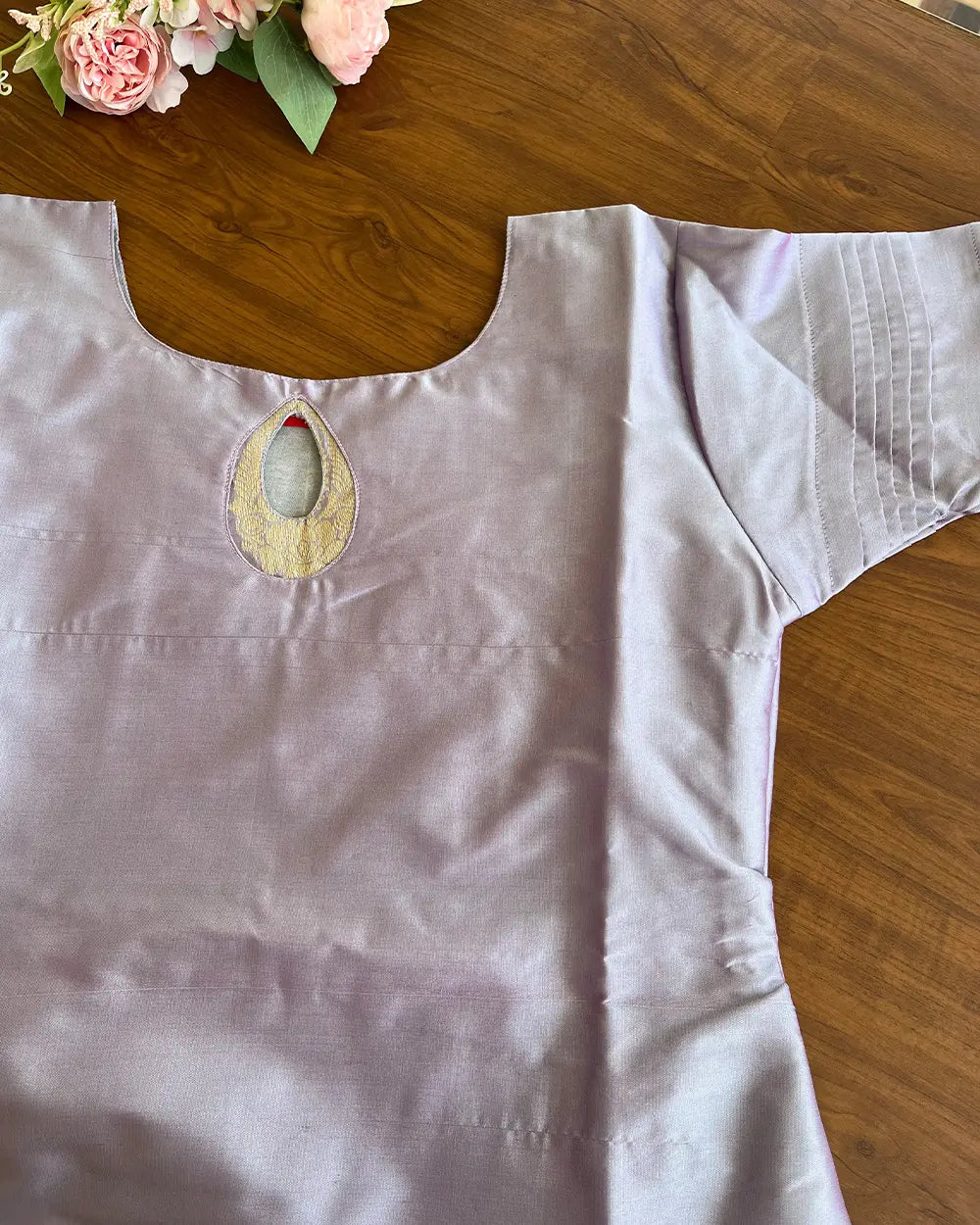 T168 Metallic Lavender Silk Kurta Set