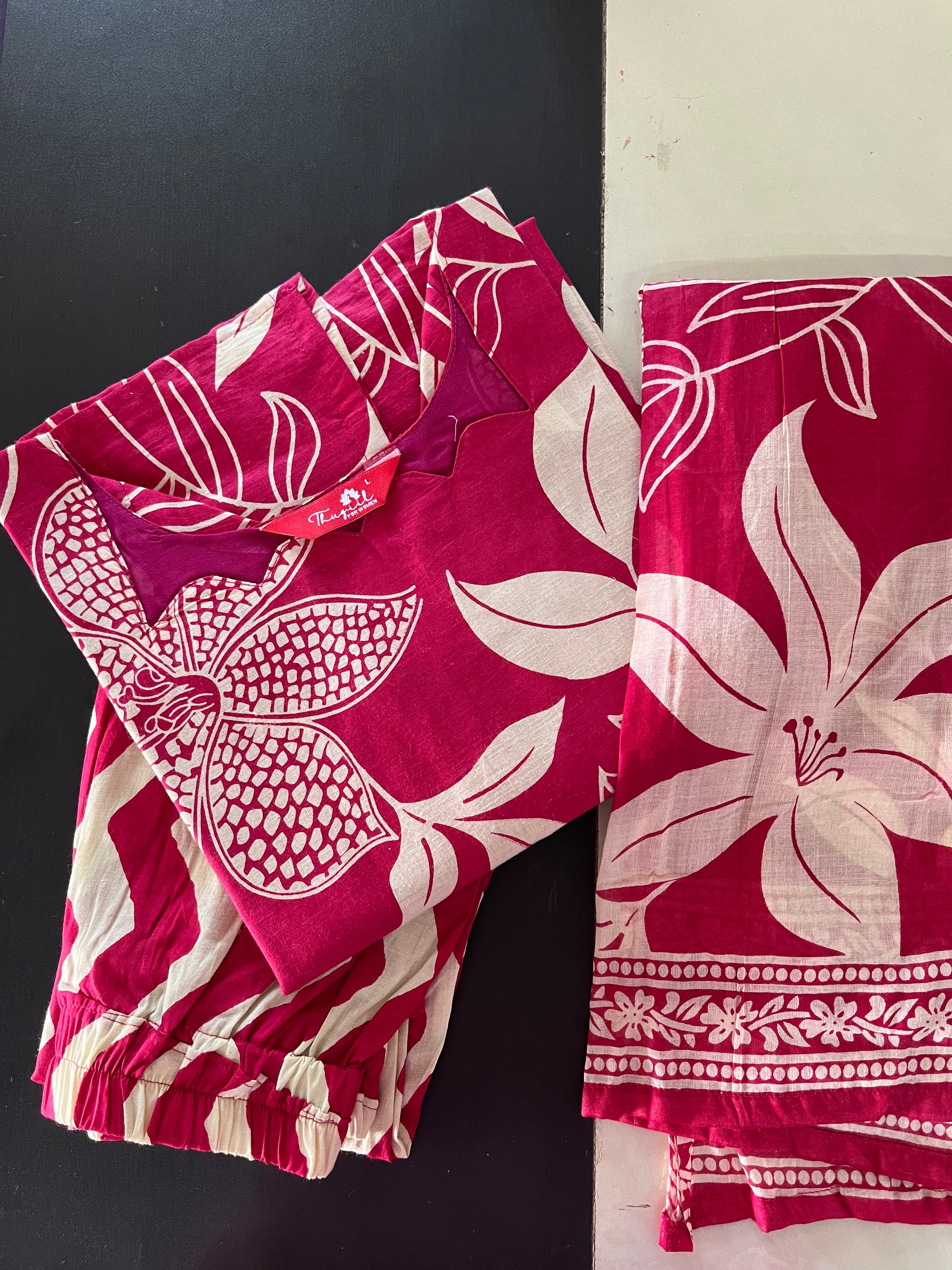 AS041 Cotton Kurta Set (Top Pant Dupatta)