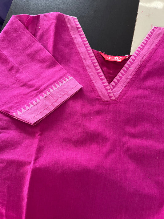 AS092 Handloom cotton Kurta Set (Top dupatta pant )