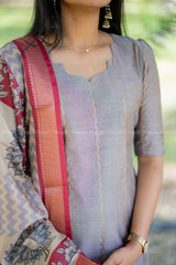 T529 Jivika (Hazelnut) Kurta Set (Top-Dupatta)
