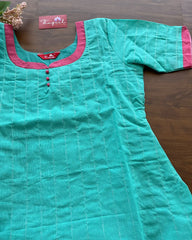 T141 Blue-Pink Cotton Kurta Set