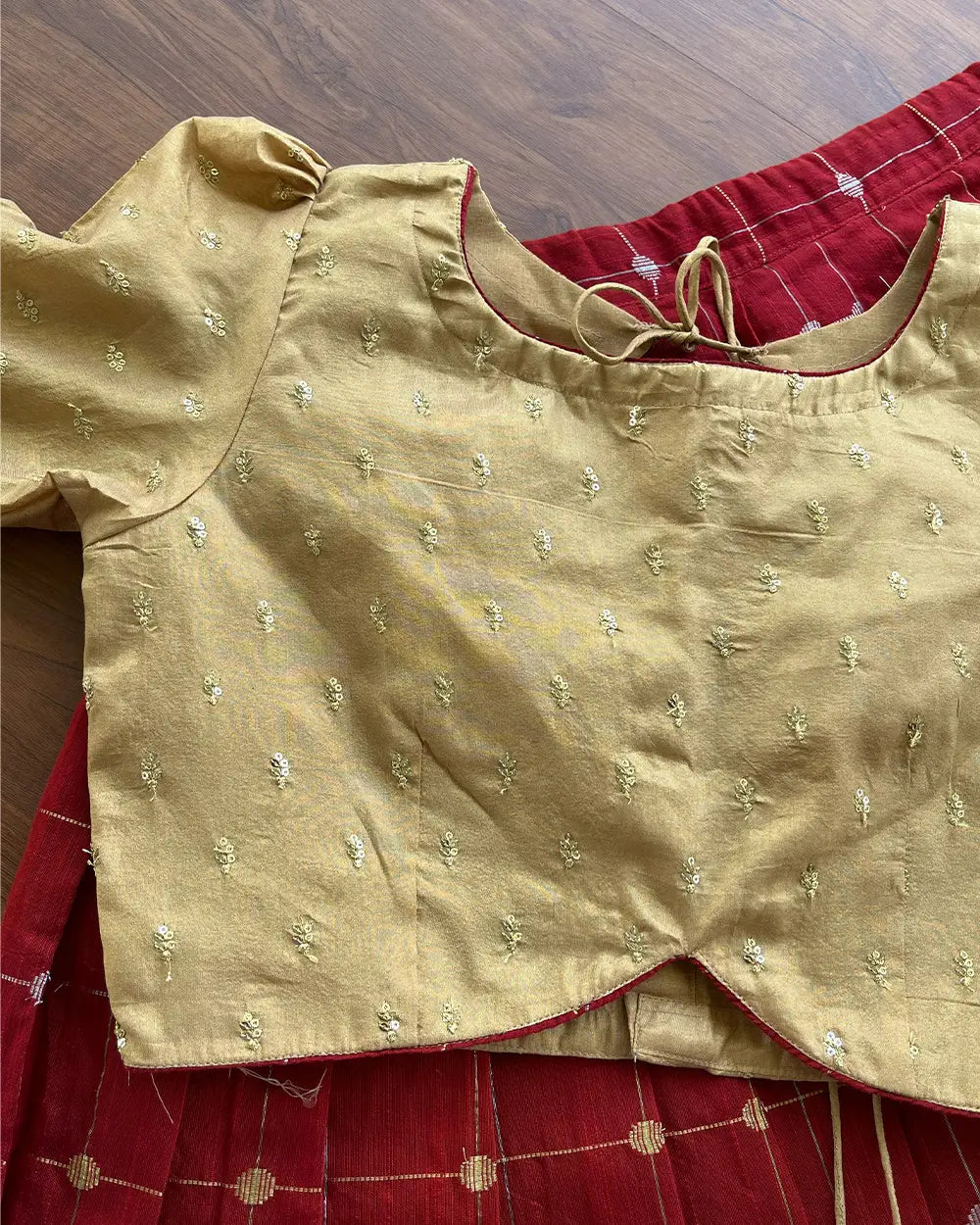 T100 Gold & Maroon Top-skirt