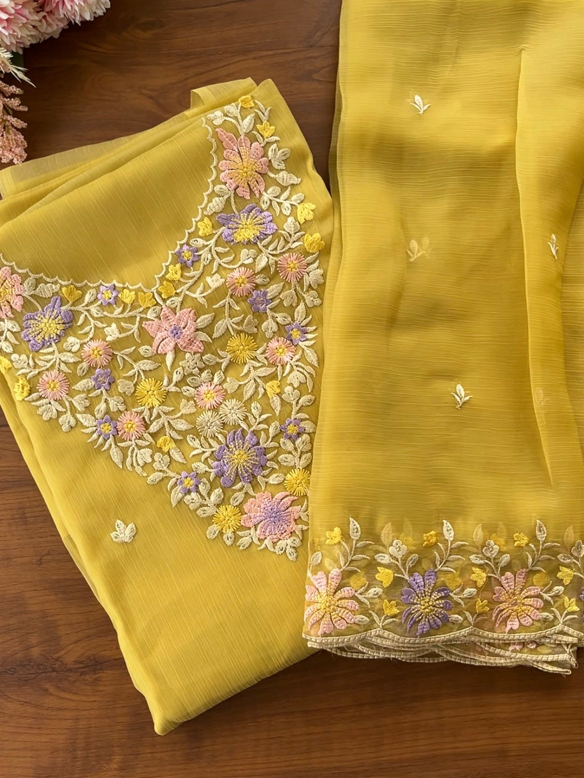 T113 Crushed Organza Unstitched Suits