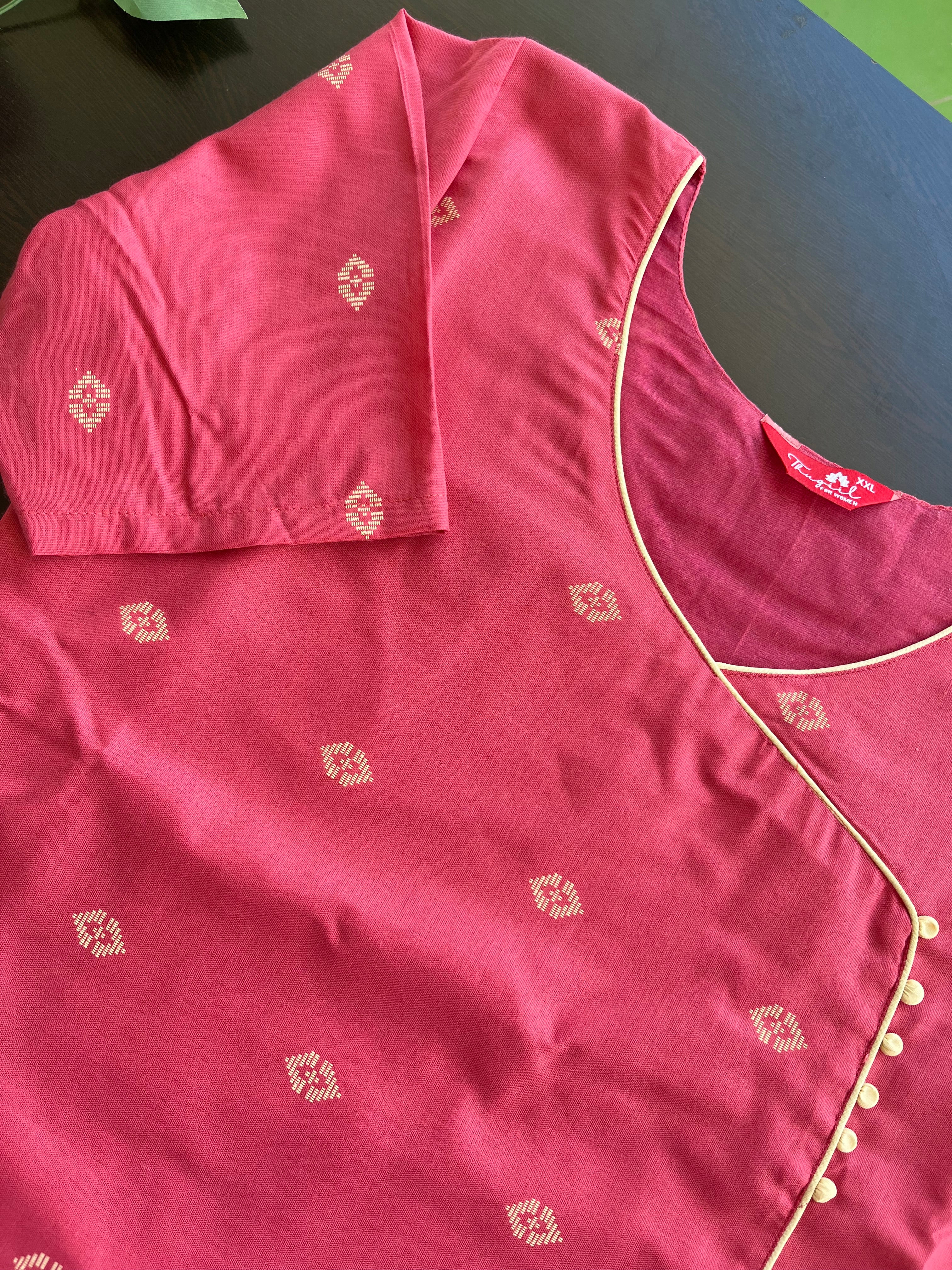 T068 2 in 1 Peach Handloom Soft Cotton Kurta Set