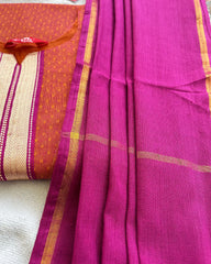 T070 Rust Orange Mangalgiri Cotton Kurta Set