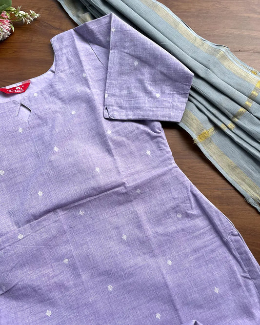 T241 Lavender - Grey Cotton Kurta Set