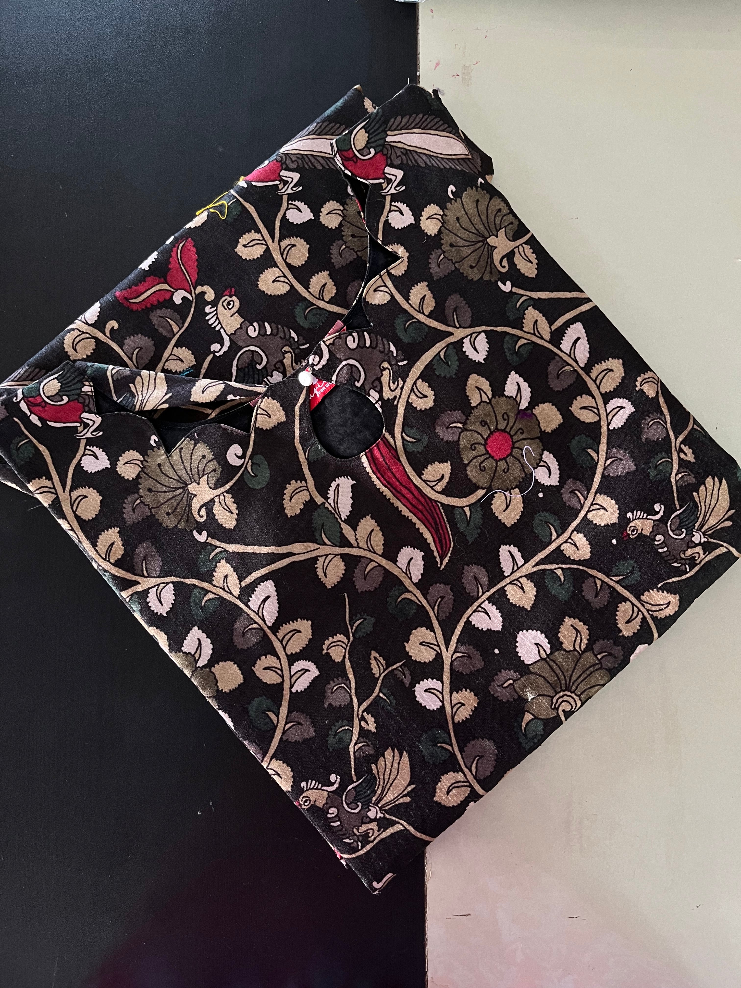 AS014 Floral Silk Kurta