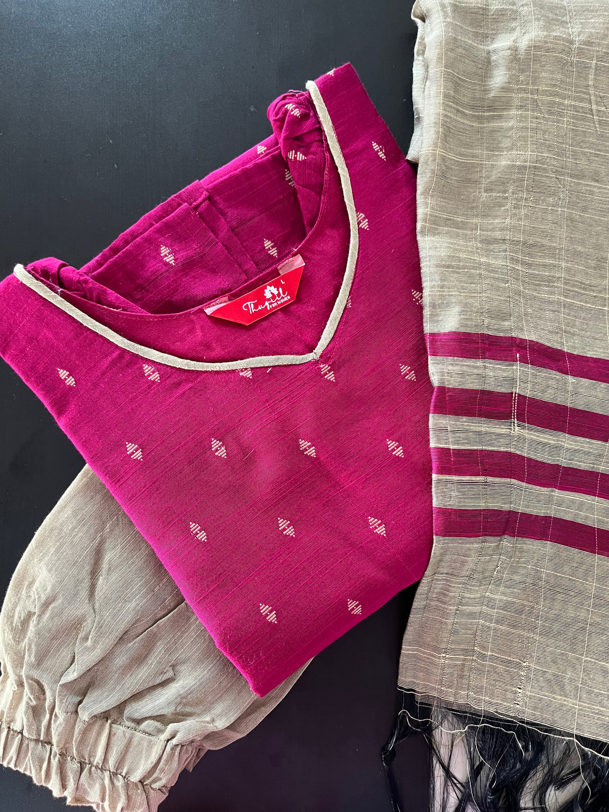 AS084 Slub Silk Kurta Set (Top Pant Dupatta)