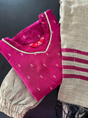 AS084 Slub Silk Kurta Set (Top Pant Dupatta)