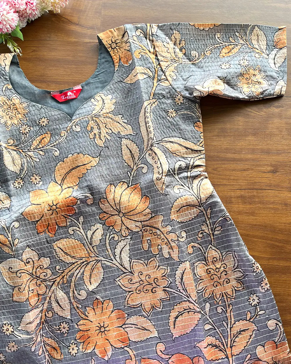 T183 Grey Chanderi Silk Kurta