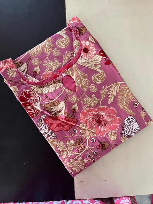AS013 Floral Cotton Kurta