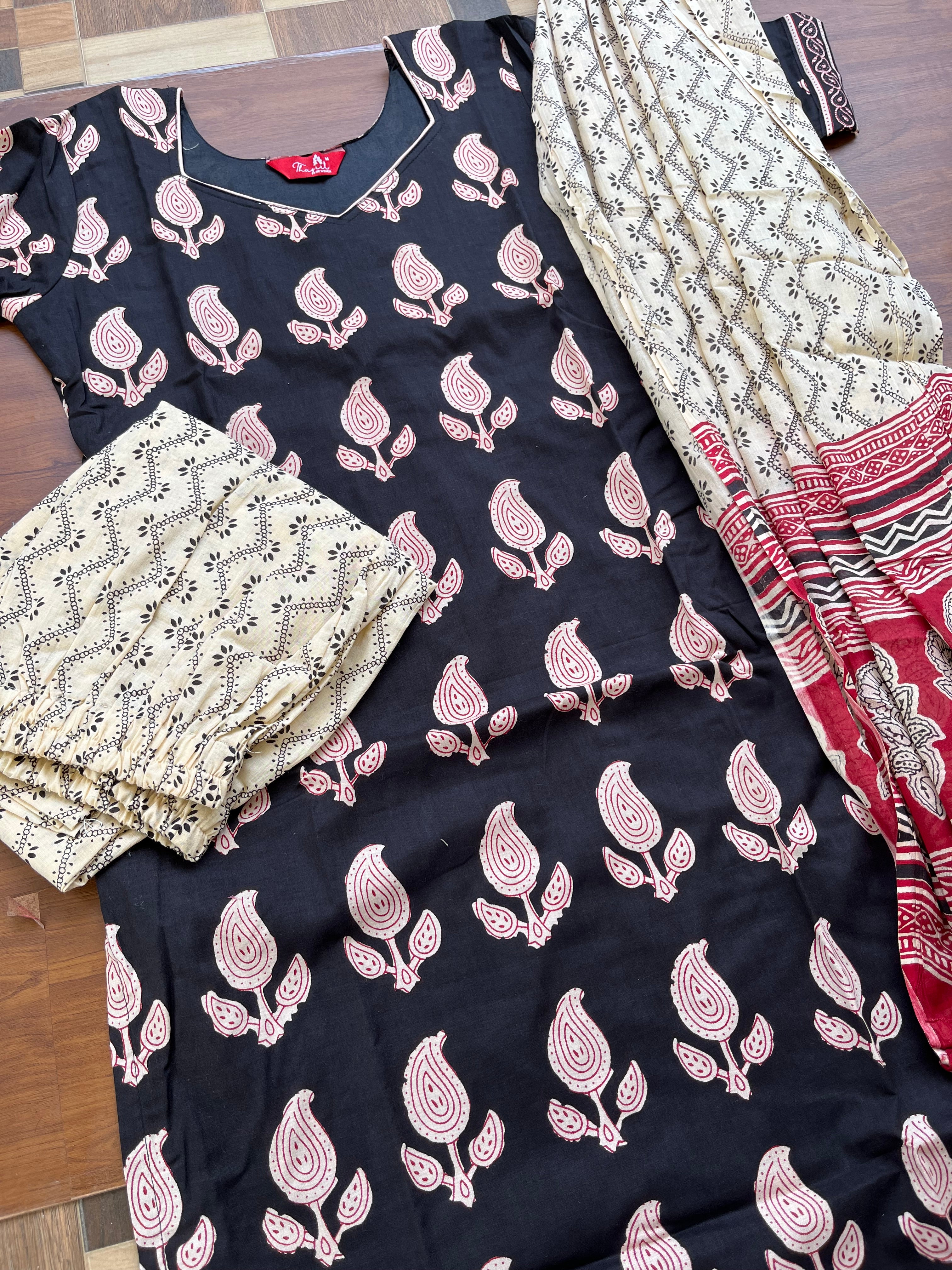 T354 Ananya - Cotton Hand-block Printed Kurta Set