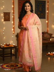 T101 Peach Perfect Silk Kurta Set