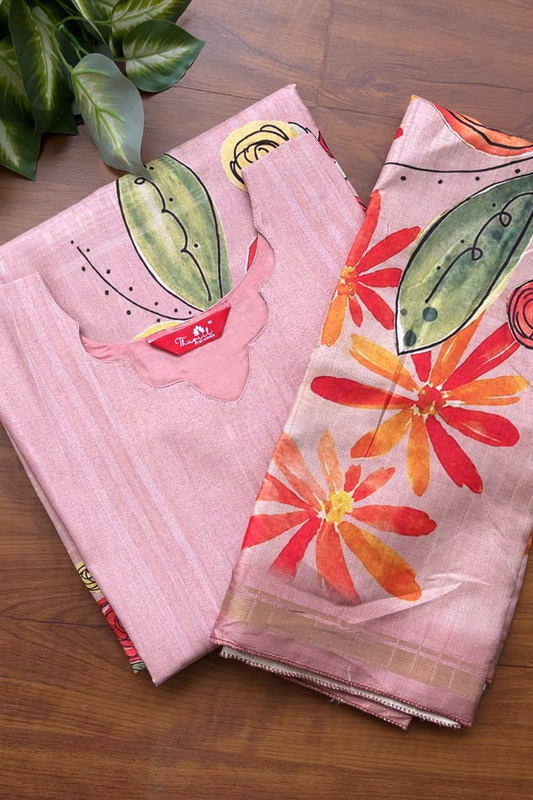 T487 Suhana (Pink) - Kurta Set (Top-Dupatta)
