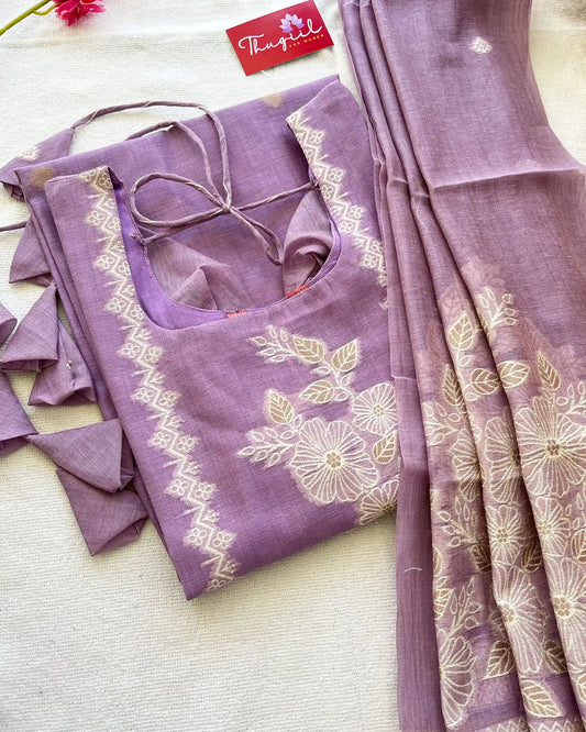 T047 LUXE- Lavendar Jute Silk Kurta Set (Top-Dupatta)