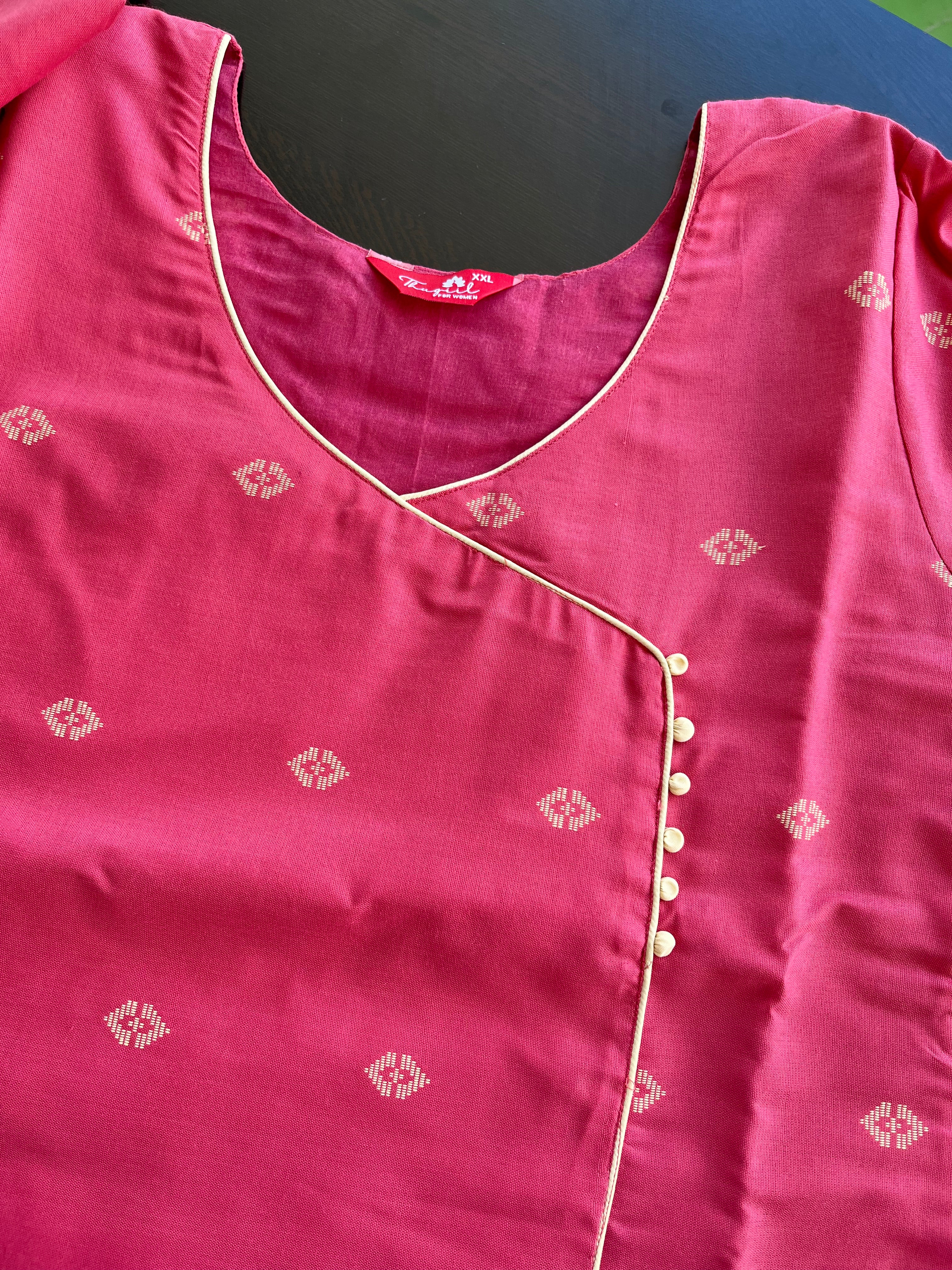 T068 2 in 1 Peach Handloom Soft Cotton Kurta Set