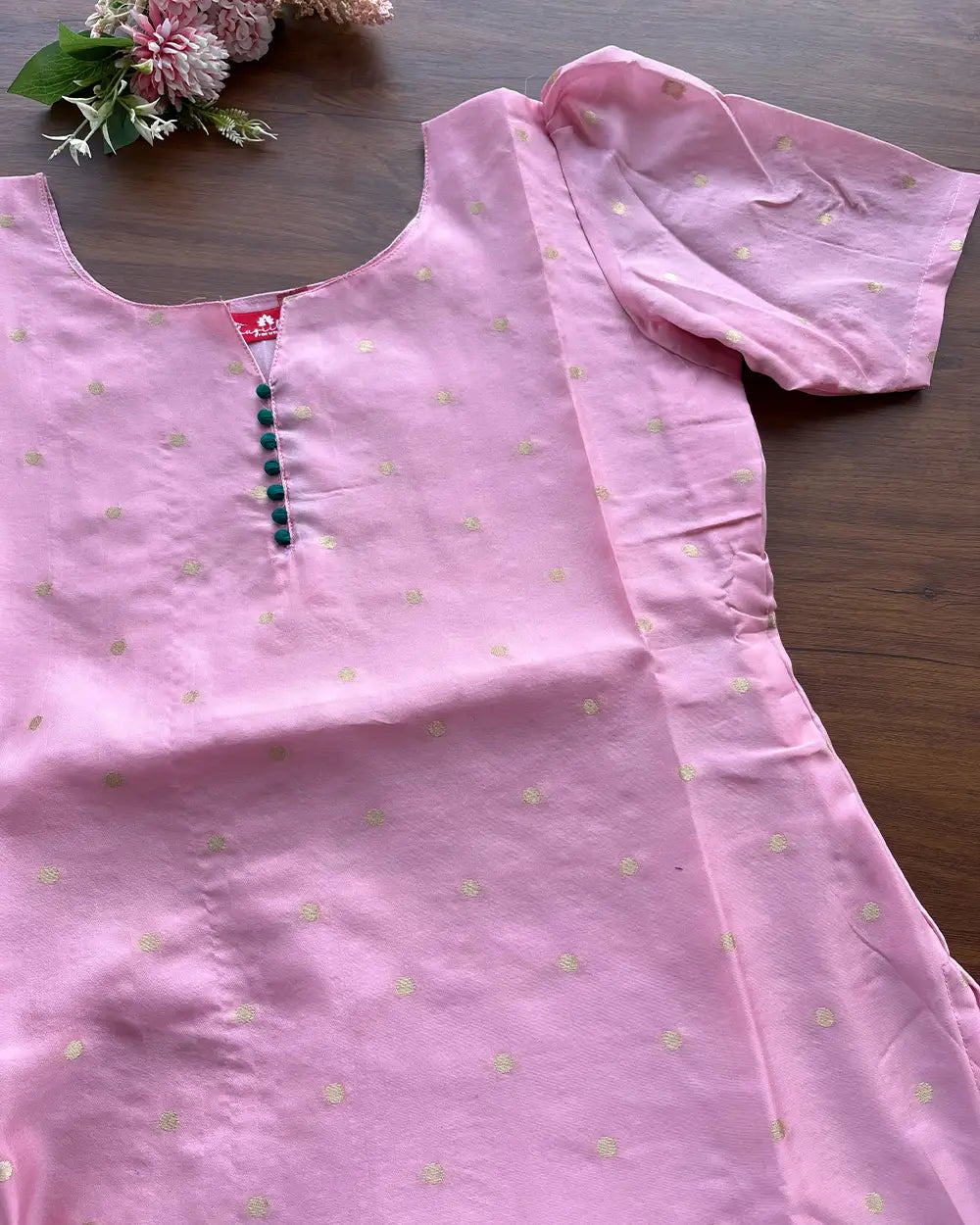 T096 Misty Rose Art Banaras Silk Kurta Set (Top-Dupatta) (Pre Order 10-15 days)