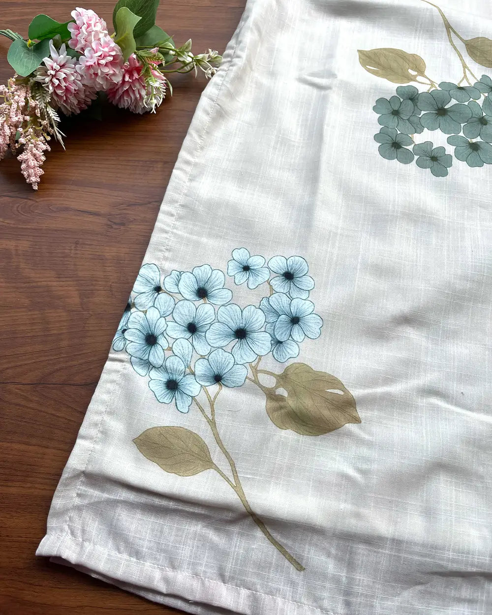 T244 Beige Floral Linen Kurta