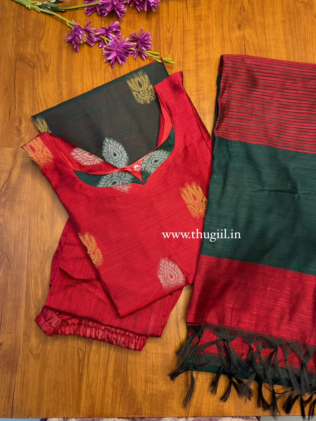 T496 Nandhini (Red) - Kurta Set