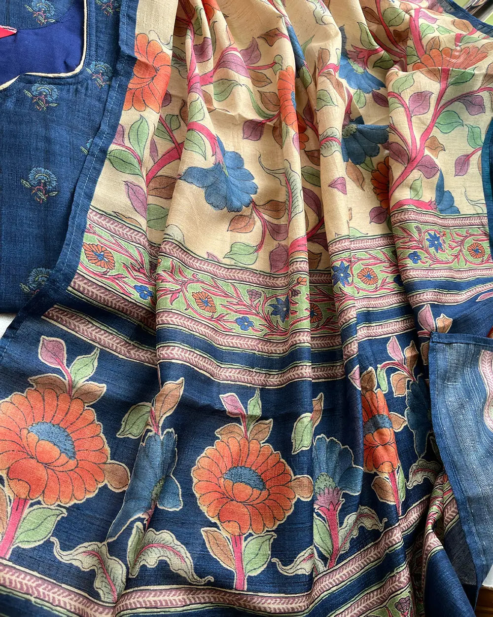 T086 Luxe - Majestic Blue Raw Silk Kurta Set