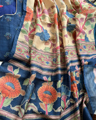 T086 Luxe - Majestic Blue Raw Silk Kurta Set