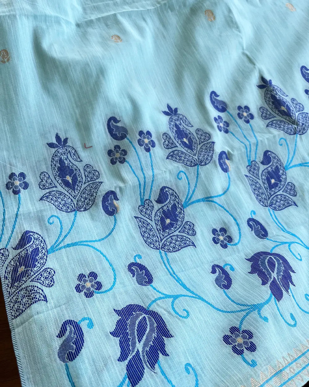 T125 Sky Blue Jamdani Kurta Set (Top-Dupatta)