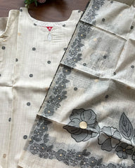 T300 Silver Mist Kurta Set (Top-Dupatta)