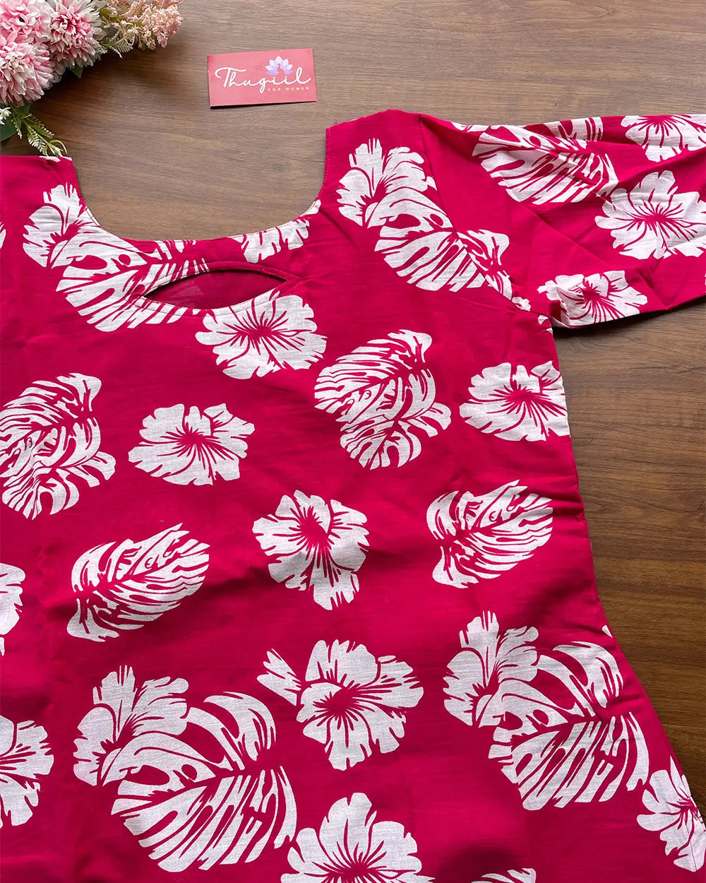 T163 Rani Pink Soft Cotton Kurta