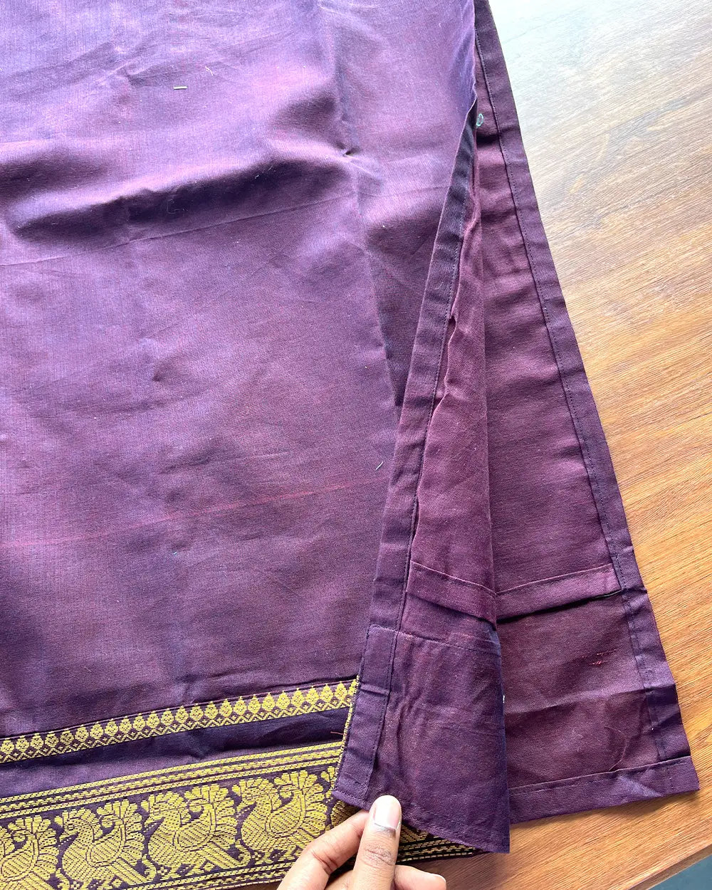 T182 Maroon Chettinad Cotton Kurta Set (Top-Dupatta)