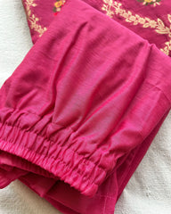 T050 Hot Pink Banaras Cotton Kurta Set (Pre Order 10-15 days)