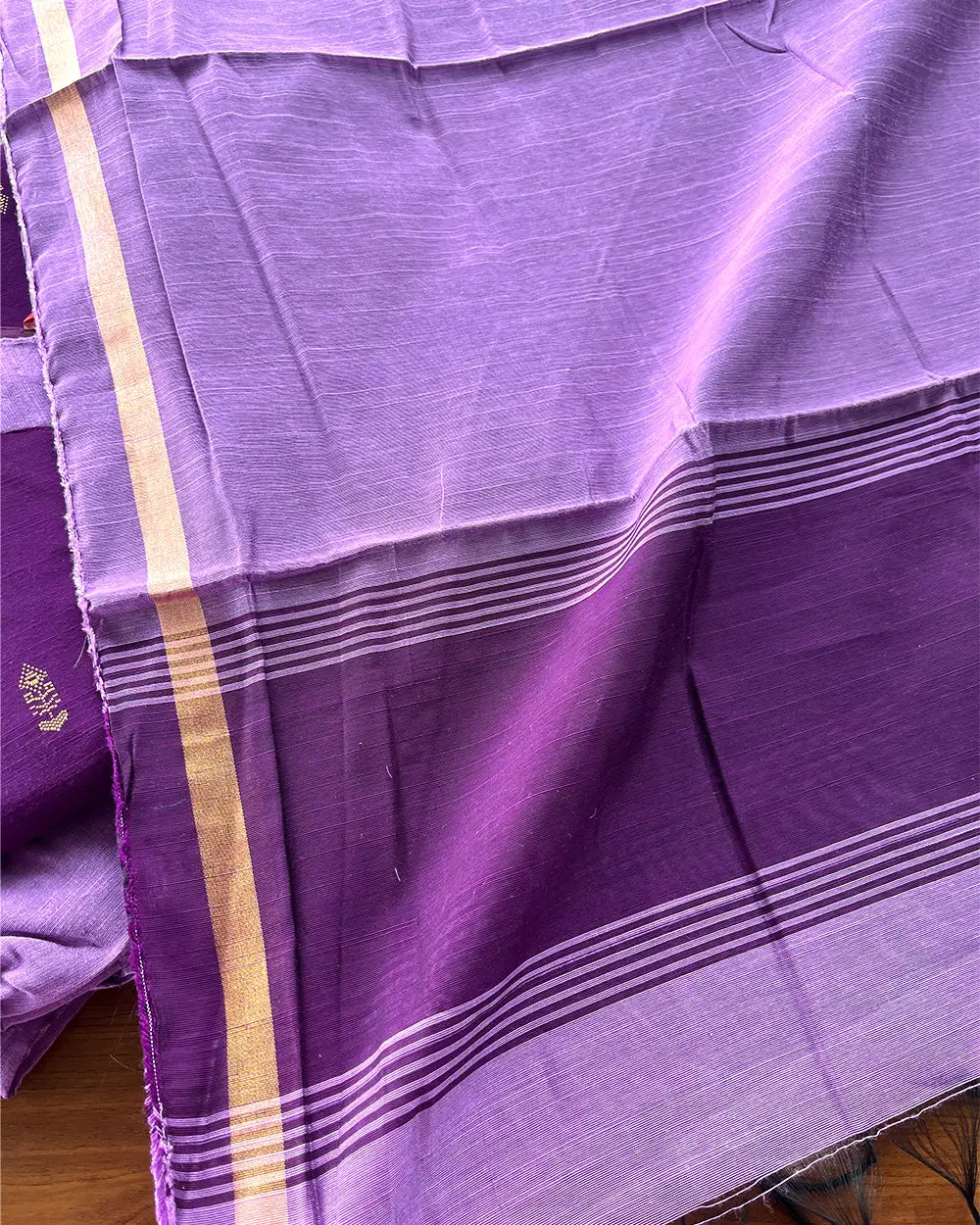 T196 Violet Slub Silk Kurta Set