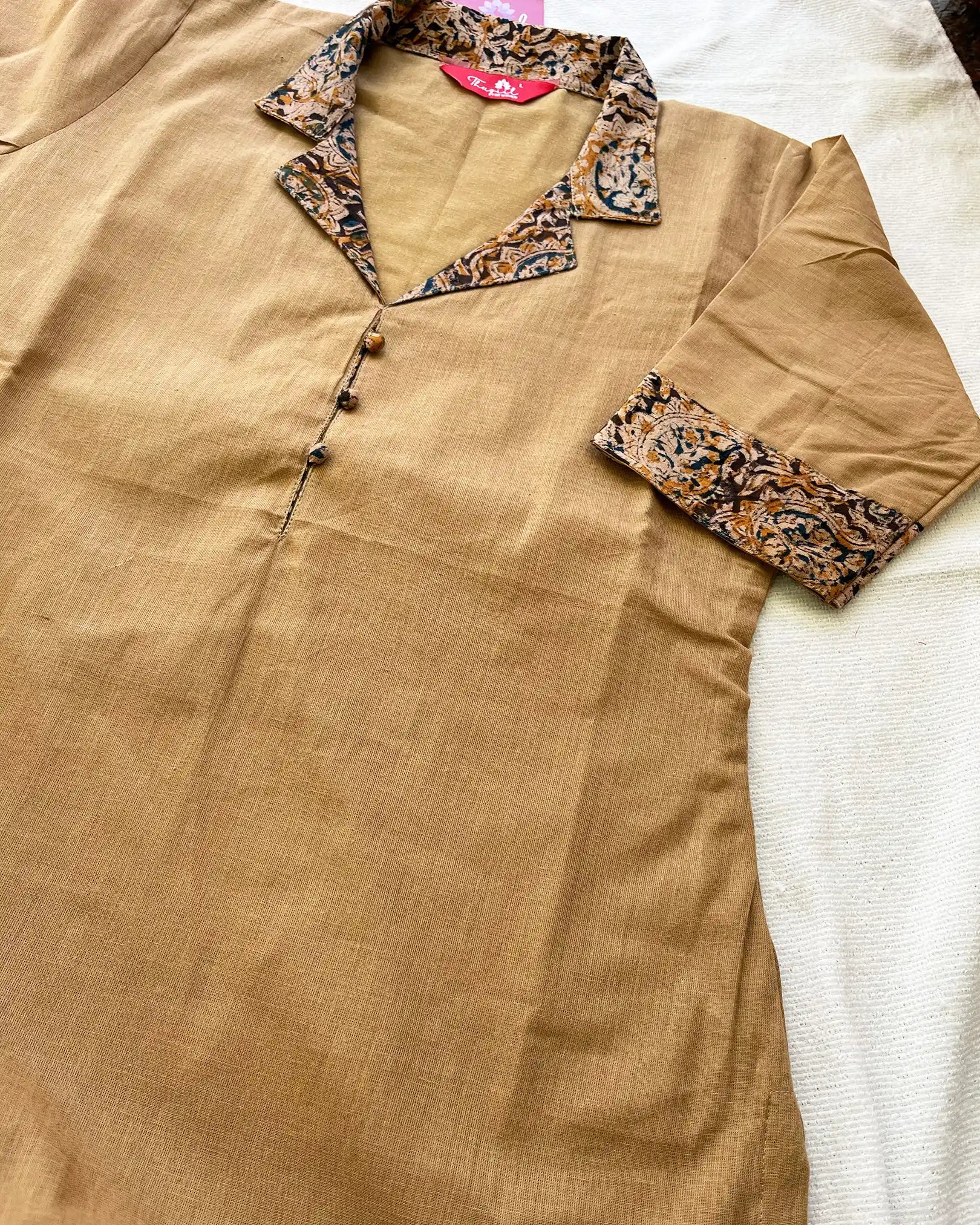 T046 Sandal Kalamkari Cotton Kurta Set