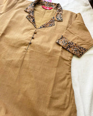 T046 Sandal Kalamkari Cotton Kurta Set