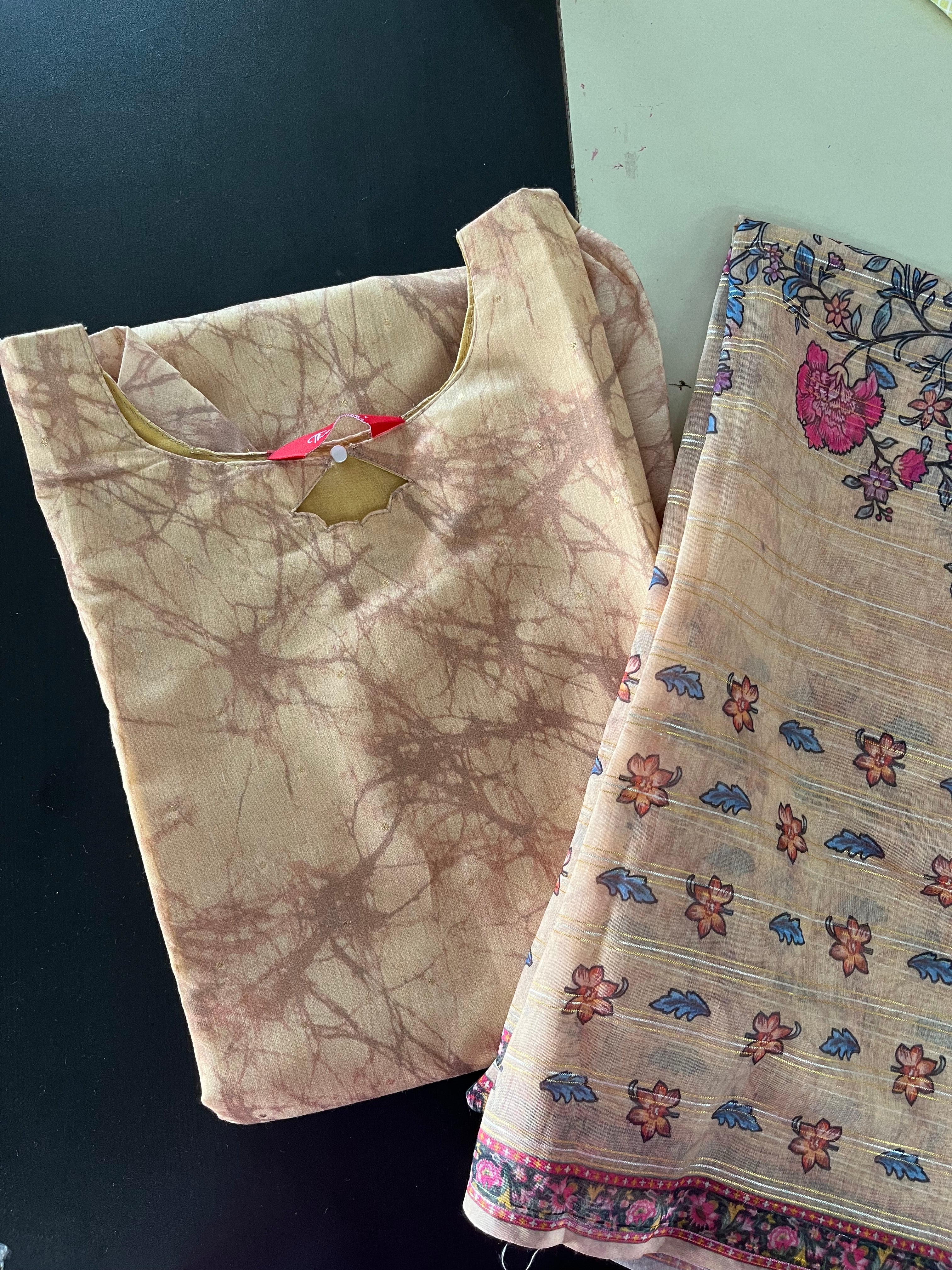 AS055 Chanderi Silk Kurta Set (Top Dupatta)