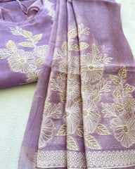 T047 LUXE- Lavendar Jute Silk Kurta Set (Top-Dupatta)