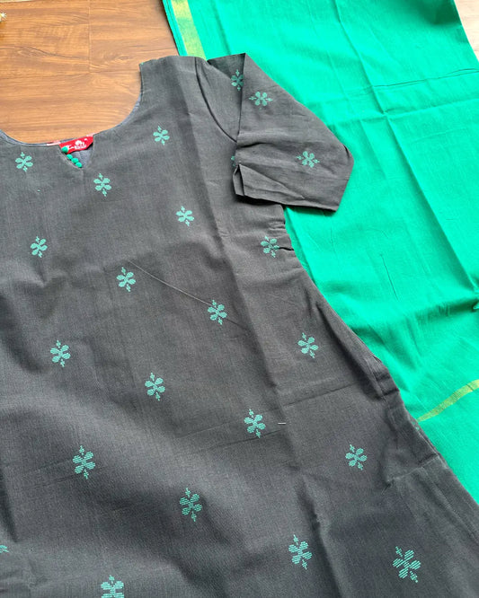 T240 Grey Cotton Kurta Set