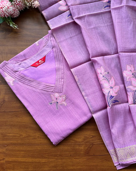 T260 Orchid Blush Kurta Set (Top-Dupatta)