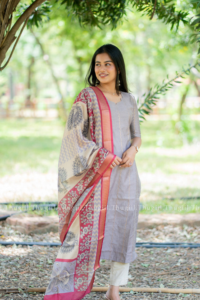 T529 Jivika (Hazelnut) Kurta Set (Top-Dupatta)