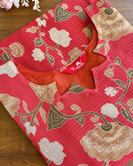 T124 Red Chanderi Kurta
