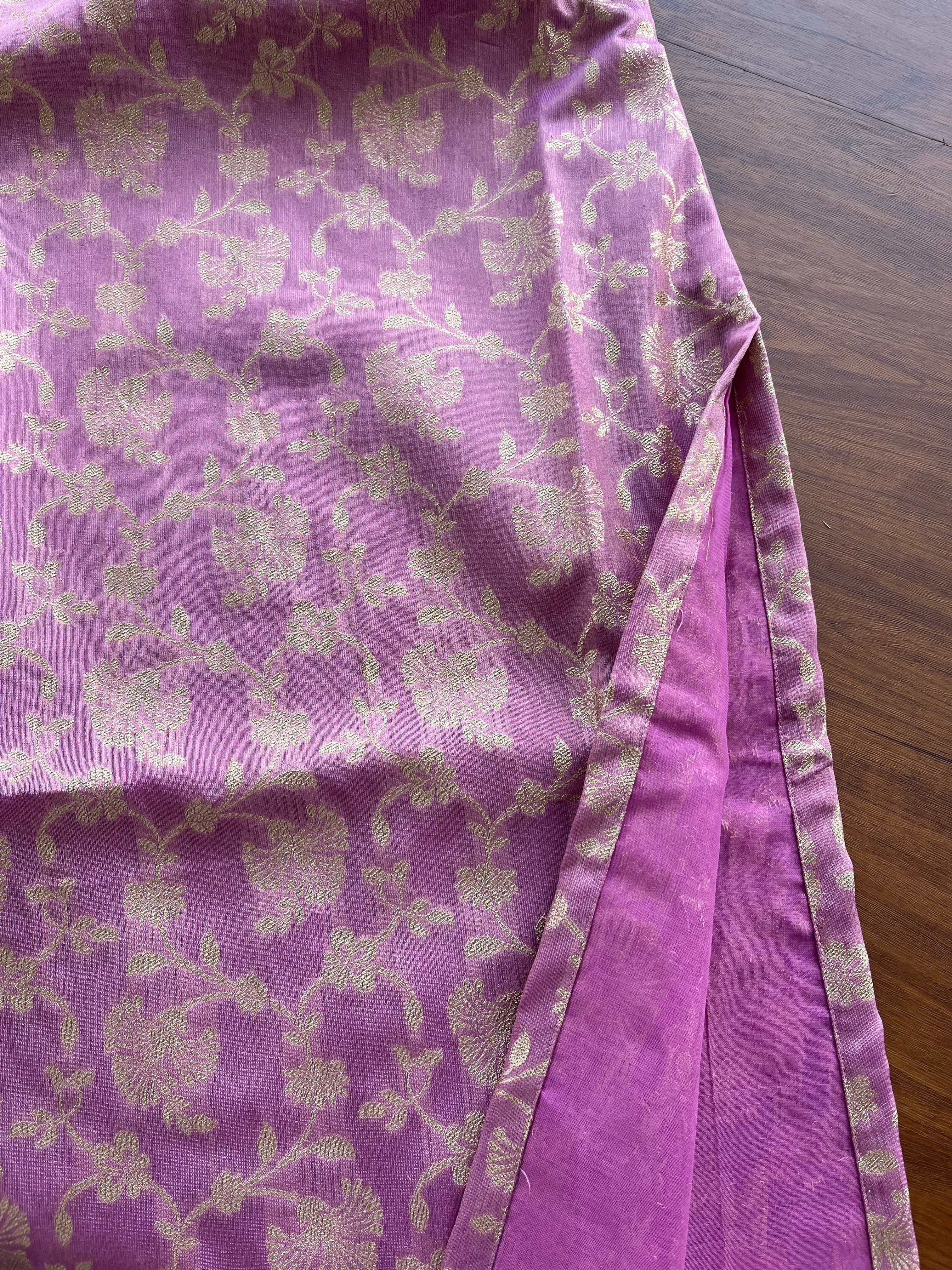 T090 Lavender-Pink Tissue Silk Kurta