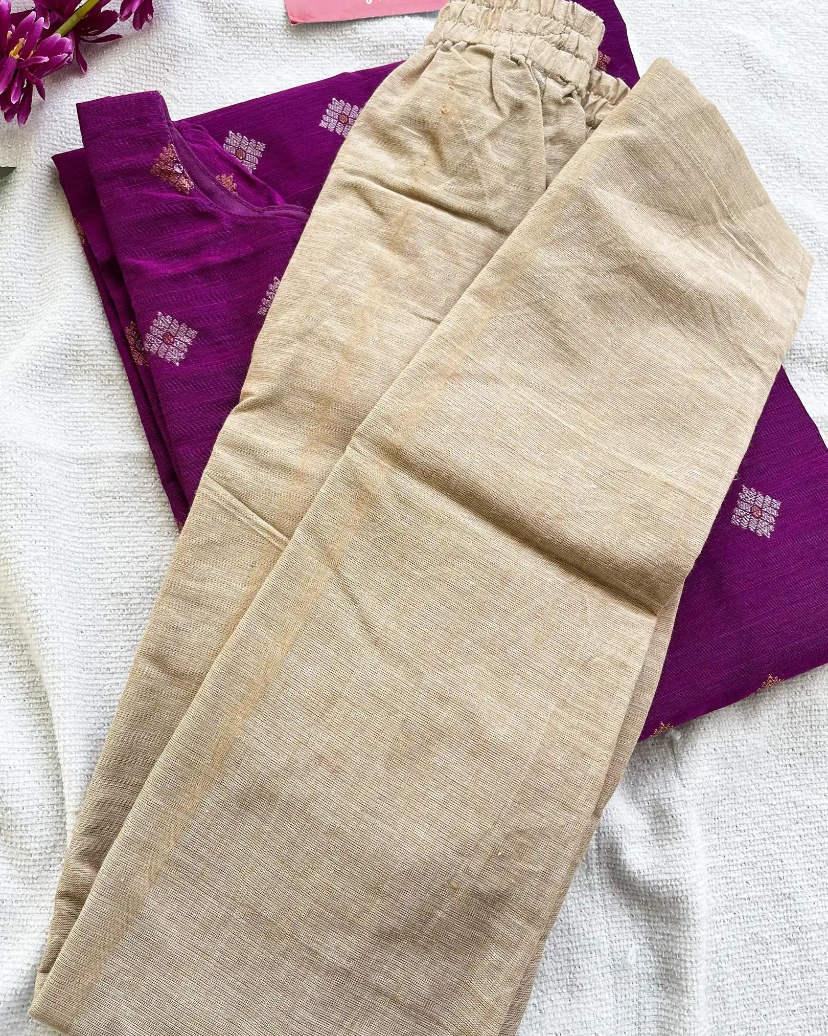 T071 Premium Purple Raw Silk Kurta Set